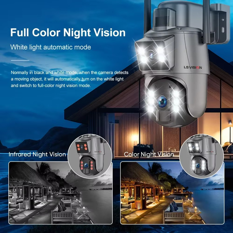 LS VISION Ubox 8MP 4G SIM Solar Camera Wireless Wifi Outdoor Dual Screen 4K Huma gallery