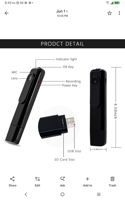 Mini Body Camera 1080P Wearable Video Recorder USB Flash Drive Motion Cam Black gallery