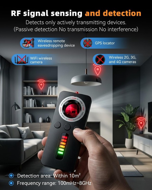 AI Privacy Pen Hidden Camera Detector,Portable Anti-Spy Bug Finder with Listenin gallery