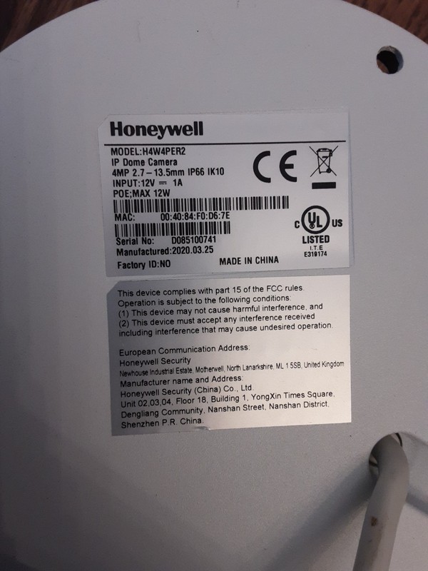 Honeywell H4W4PER2V 4MP IR Rugged Mini Dome Camera (For Parts) gallery