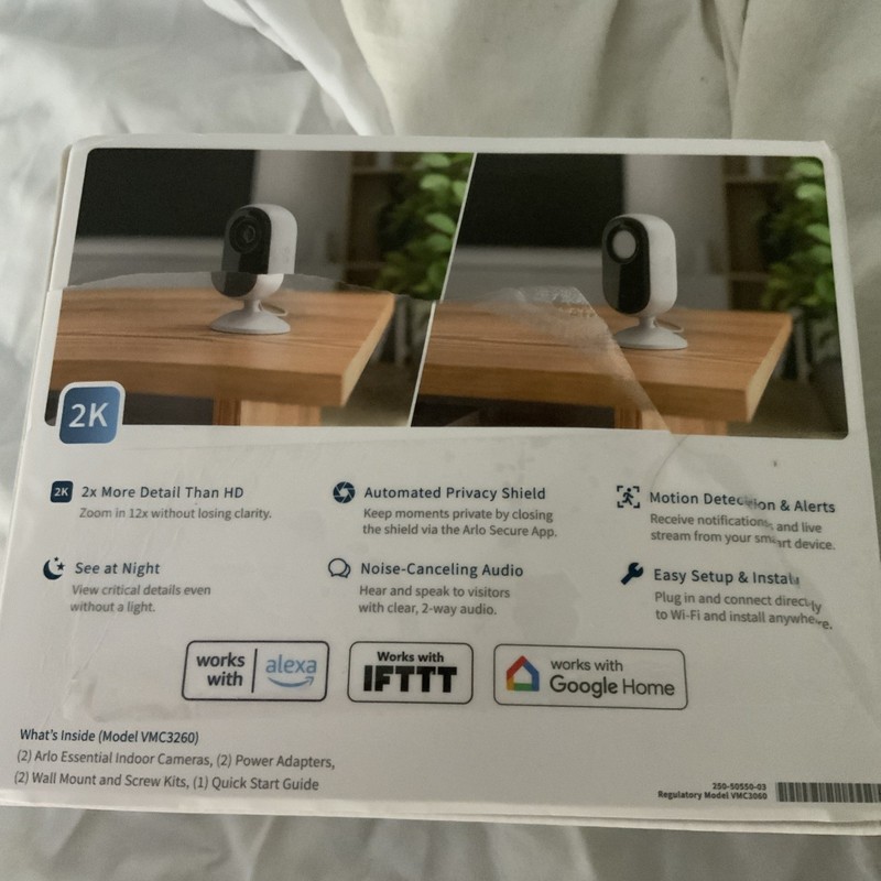 Arlo Essential Indoor 2nd Gen Security Camera 2K White 2 Pack VMC3260-100NAS gallery