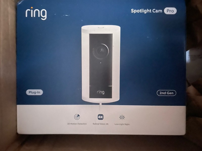 Ring Spotlight Cam Pro Plug-In 2nd Gen White 4k Retinal Vision 2025 SEALED – New