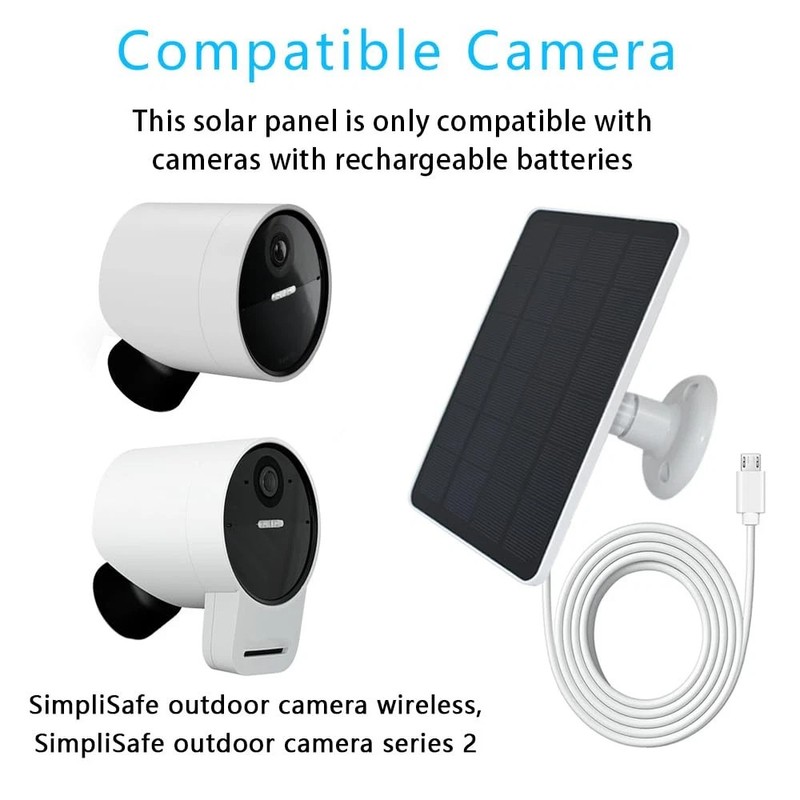 Solar Panel Compatible with SimpliSafe Outdoor Security Camera, Waterproof 4W 5V gallery
