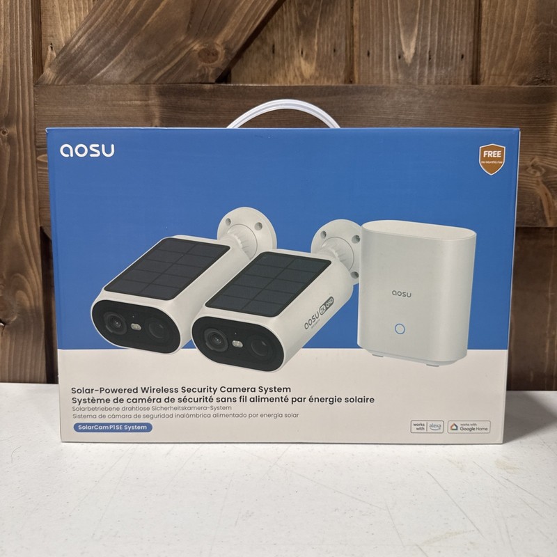 Aosu C8E2DA11 4 Pc. Kit SolarCam P1 SE System, Solar Powered 2K Dual SecurityCam