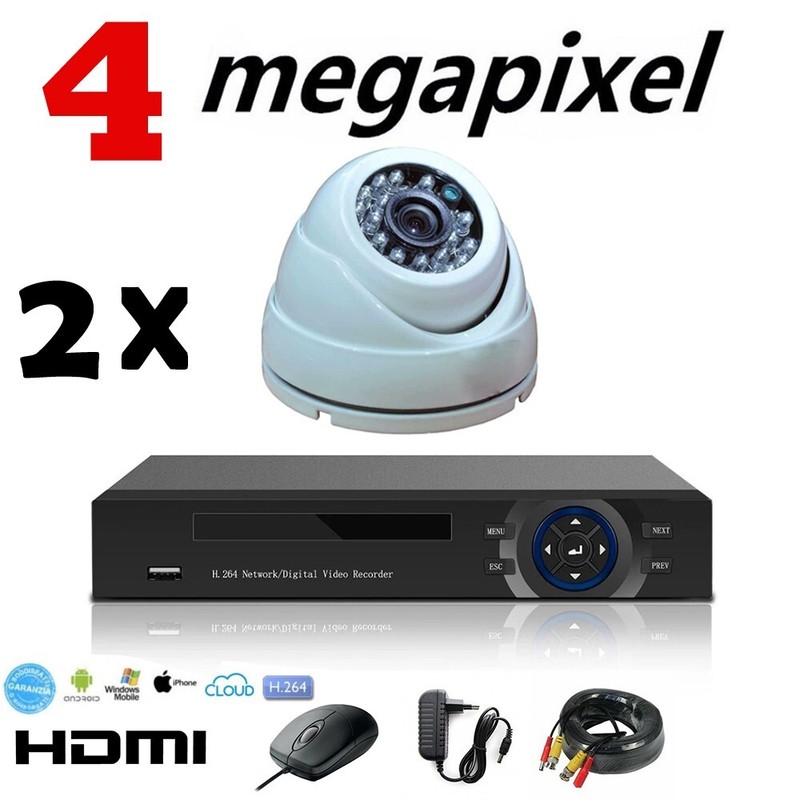 2 Camera AHD 4MPX 24LED 1080P Full HD Video Surveillance Kit With 250GB HDD
