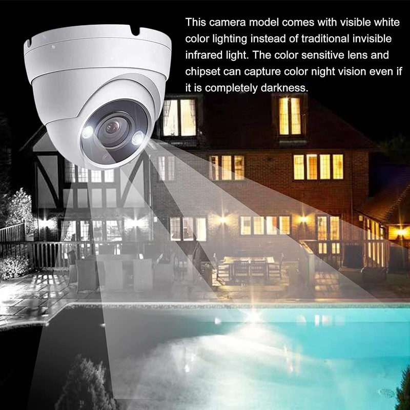 5MP Full Color Night Vision Dome TVI CCTV Security Camera with Visible White ... gallery