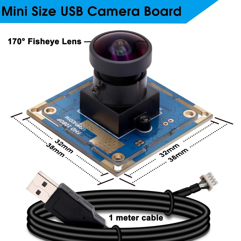 USB Board - 1080P Wide Angle Module with Fisheye Lens, FOV 150 Degree, CMOS O... gallery