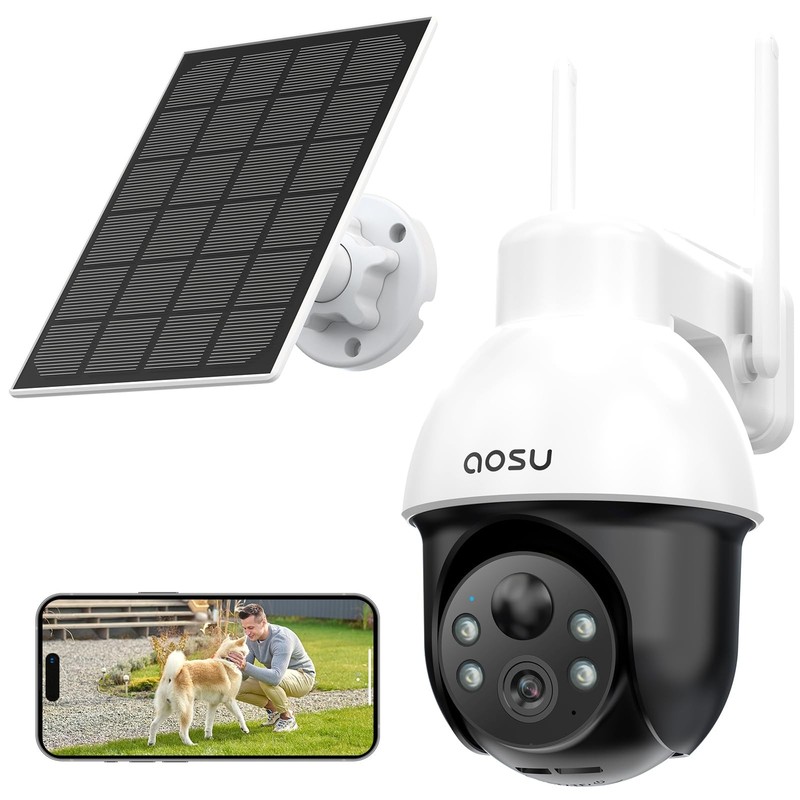 Solar Security Camera Wireless Outdoor System, 3K/5MP Battery Powered WiFi Ca…