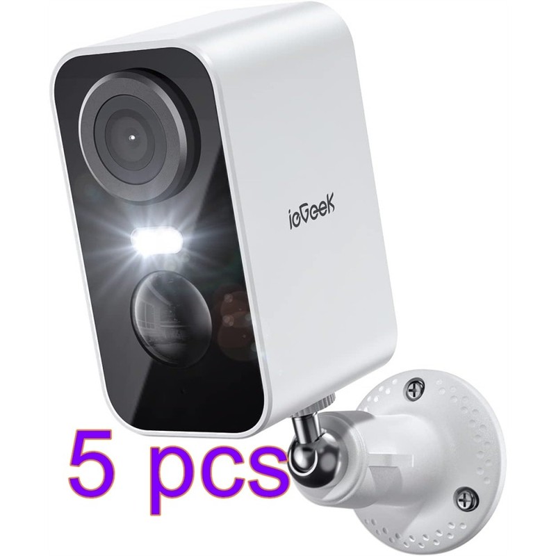 ieGeek Wireless Outdoor Security Camera 5 Pack 2K WiFi, Siren/Spotlight, IP65 gallery