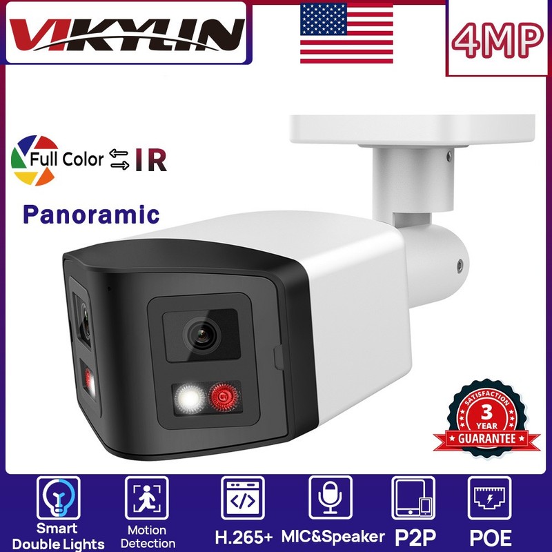 VIKYLIN Color+IR 180 VIEW POE Bullet 4MP IP CAMERA MIC&Speaker Outdoor ONVIF Lot gallery