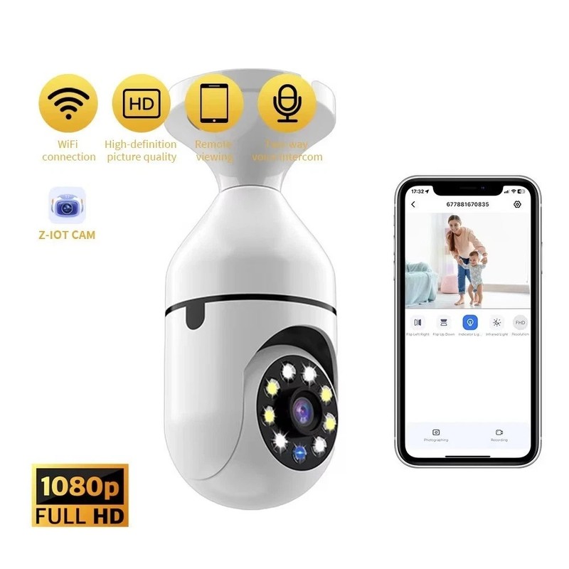 360° 1080P IP E27 Light Bulb Camera Wi-Fi IR Night Smart Home Wireless Security gallery