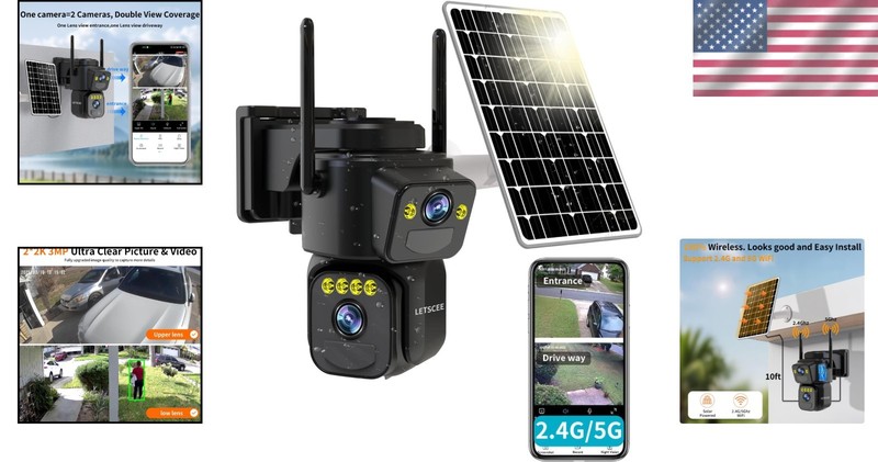 Solar Powered Outdoor WiFi Security Camera with Dual Lens & Night Vision gallery