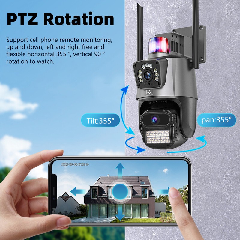 Dual Lens 4K HD WiFi Security Camera 8X Zoom Outdoor Home Night Vision CCTV PTZ gallery