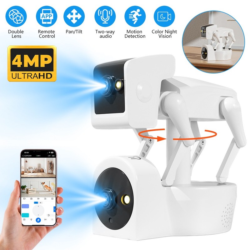 4MP 2K Wireless Dog Robot Camera Indoor Dual Lens WiFi 1080P HD PTZ Night Vision gallery