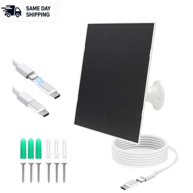 4W Waterproof Solar Panel Charger for Outdoor Security Cameras - 22% Efficiency