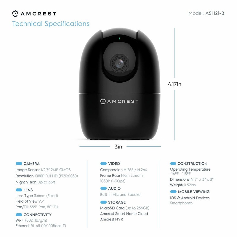 Amcrest 1080P Smart Home Wifi Security Camera Wireless Nanny Cam Baby Warranty gallery
