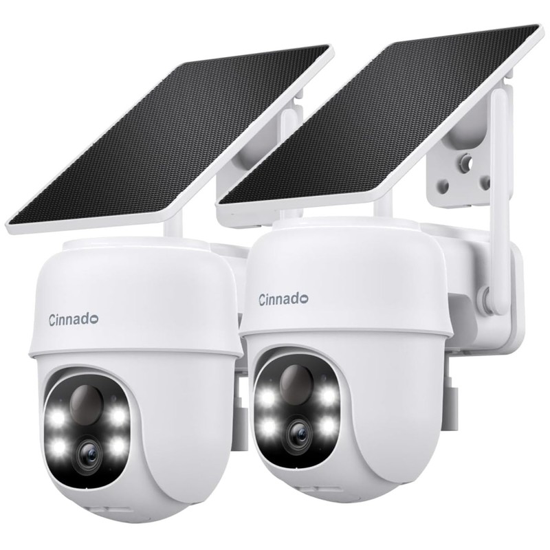 Color Night Vision Outdoor Camera Solar/Battery 2-Pack