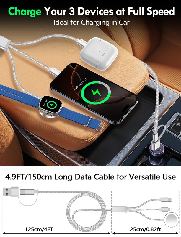 Travel Essentials for Apple Watch Charger,iPhone Charger,3 in 2 Type C/Lightn... gallery