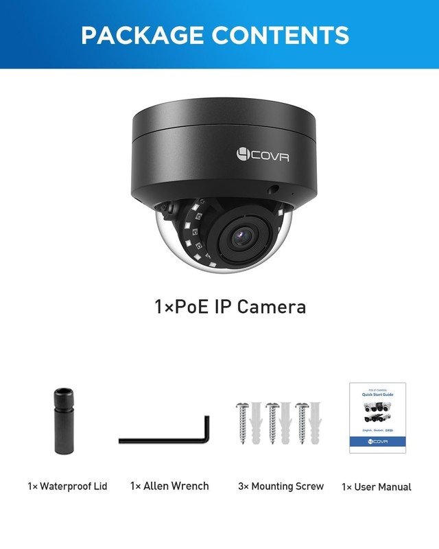 4COVR 5MP PoE Outdoor, Vandal Wired Surveillance Dome IP with Mic, IK10 Vanda... gallery