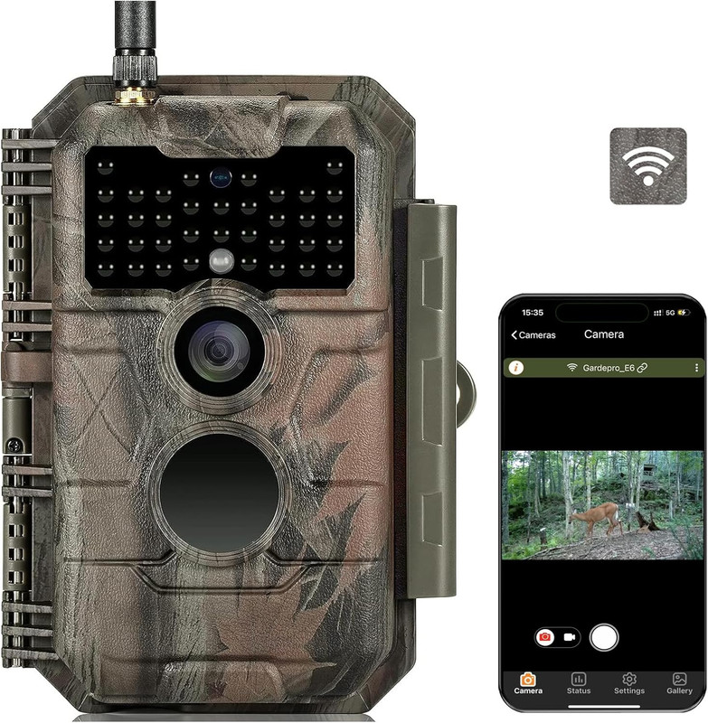 E6 Wifi Trail Camera (Non-Cellular), 48MP Photos, 1296P HD Video, App Control wi