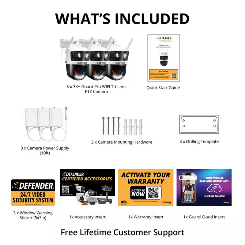 AI POWERED 3K+ Guard WIFI Tri-Lens PTZ Plug-In Security Camera, 3 Pc gallery