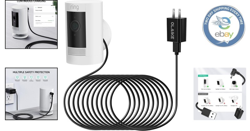 Reliable Power Adapter with 16ft Waterproof Cable for Ring Stick Up Cam Battery gallery