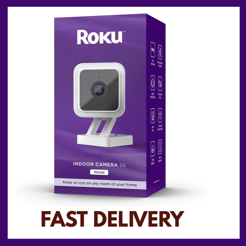 Roku CS1000R Smart Home Indoor Camera SE – Wired Security Camera with Motion
