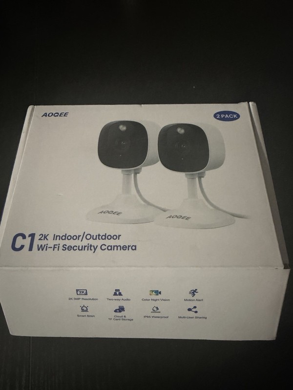 AOQEE 2K Indoor/Outdood Wi-Fi Security Camera-2 Pack-Remote Viewing