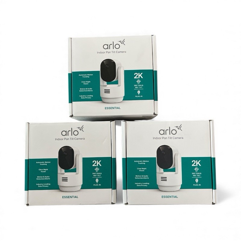 Arlo Indoor Pan Tilt Camera 2K 360 Degree Pan 180 Tilt Plug In (3 Pack) JJ