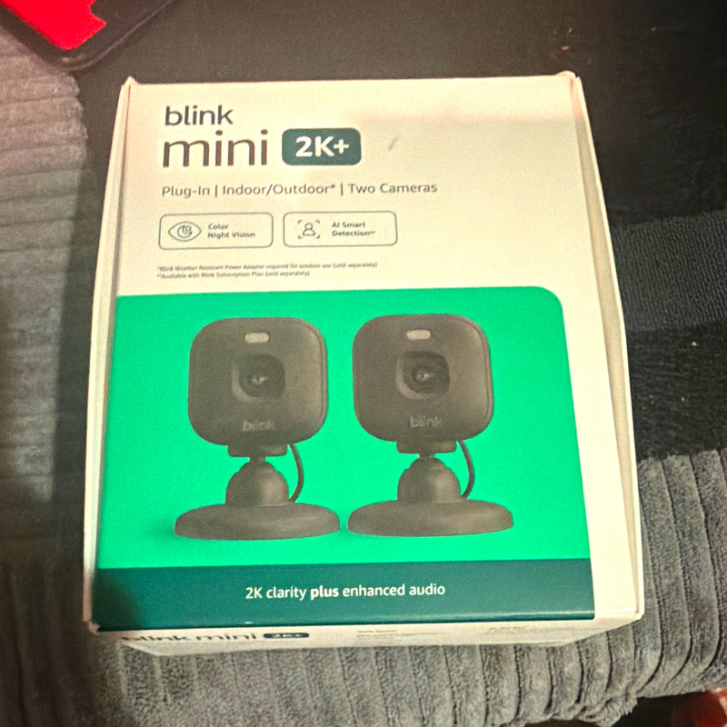 Blink Mini 2K+ 2K Plug-In Indoor/Outdoor 2-Cam Kit, Color Night, Black