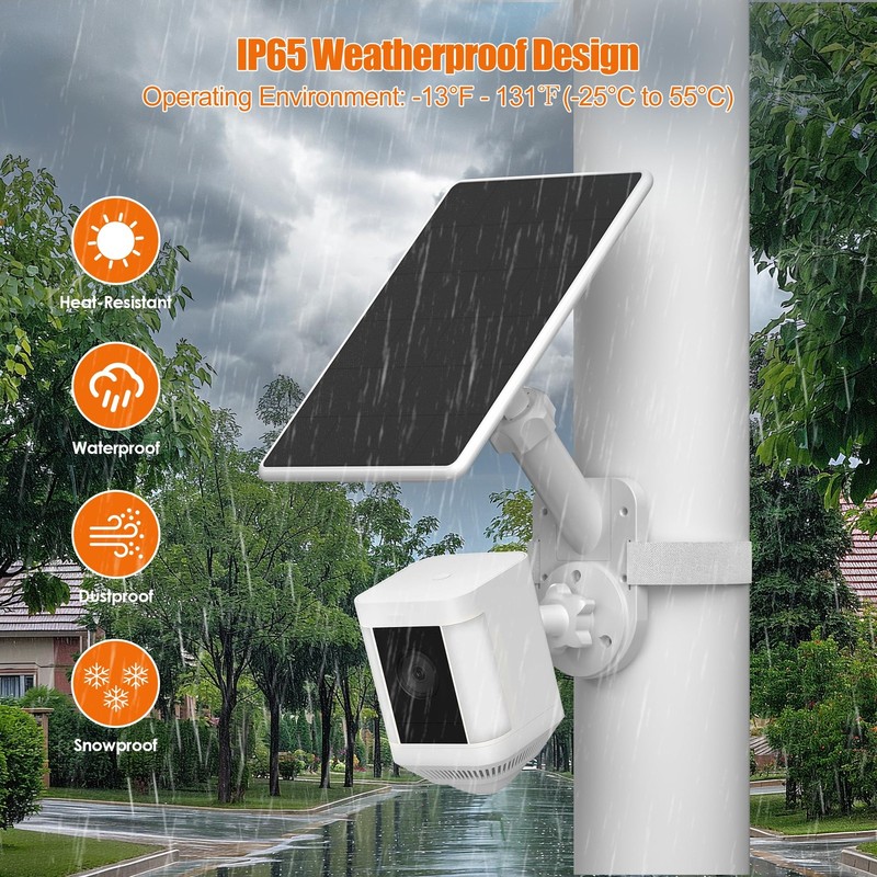 Solar Panel and 2in1 Wall Mount for Ring Camera,6W Solar Charger and 360° Out... gallery