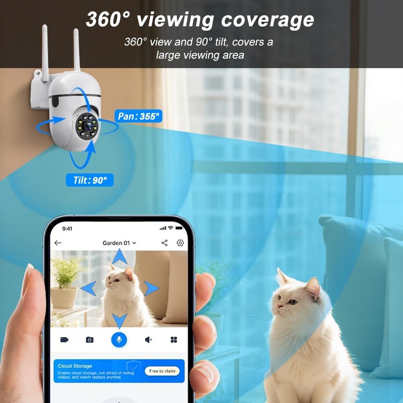 7PCS PTZ Wireless WIFI Security Camera 5MP Home System Color Night Vision gallery