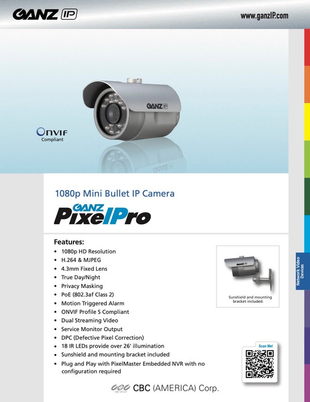 Ganz ZN-MB243M | 1080P Outdoor IP Bullet Camera IR PoE True D/N | NEW | WARRANTY gallery