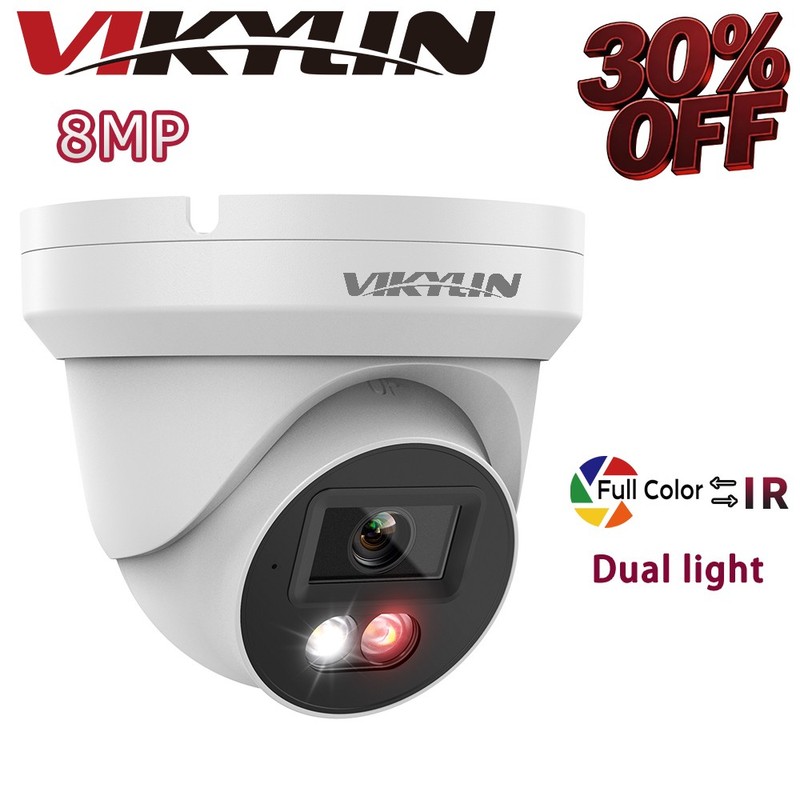 NEW VIKYLIN Mini Dual light Color+IR Built in MIC 8MP Security POE Camera Onvif
