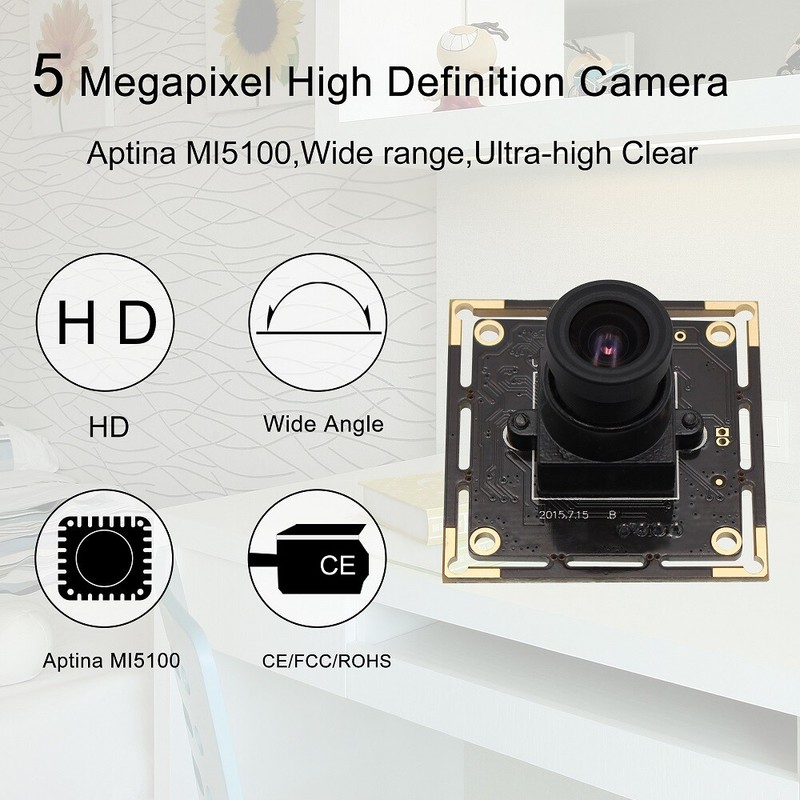 CMOS USB Camera Module 5MP Video Webcam w/ 3.6mm Lens for Android/Linux/Windows