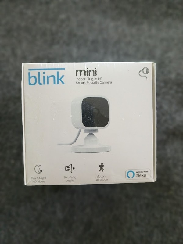Blink Mini Compact indoor plug-in smart security camera 1080p HD, New/Sealed