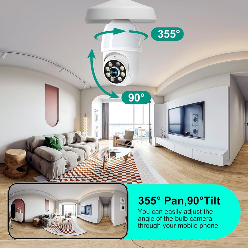 52HZ 2K Light Bulb Security Camera, 2.4GHZ Wifi Lightbulb Security Cameras gallery