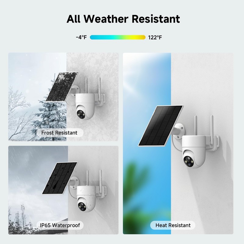 2K Solar Security Cameras Wireless Outdoor, 2PCS Outdoor Camera Wireless with... gallery