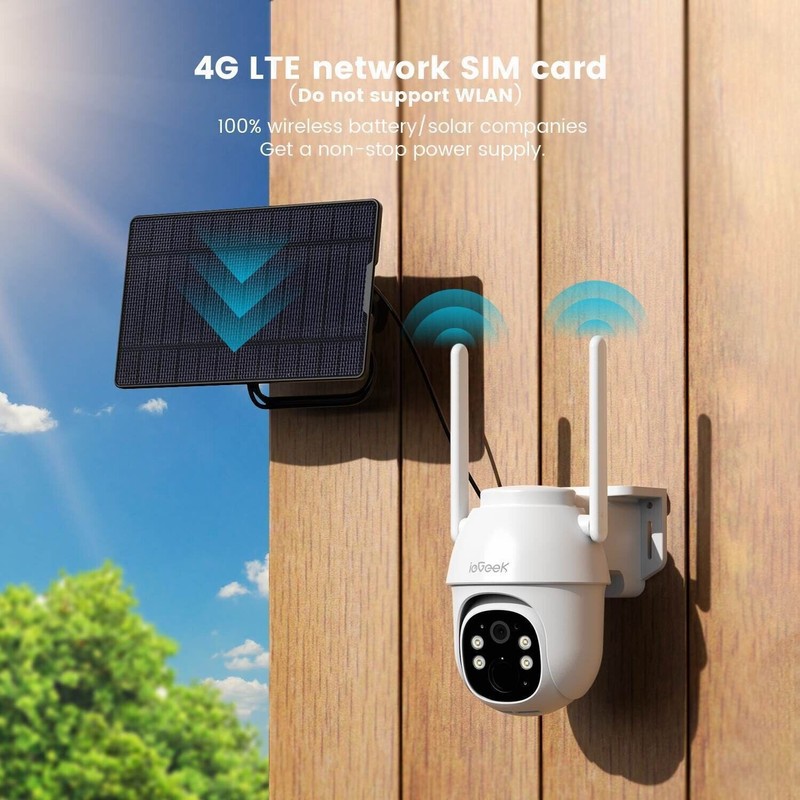 ieGeek Wireless Outdoor Security Camera 4G LTE Cellular Solar Powered PTZ 360° gallery