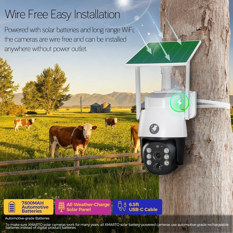 2-Pack 4MP Wireless PTZ Solar Security Camera, AI Auto Tracking, WiFi 6 5G Du... gallery