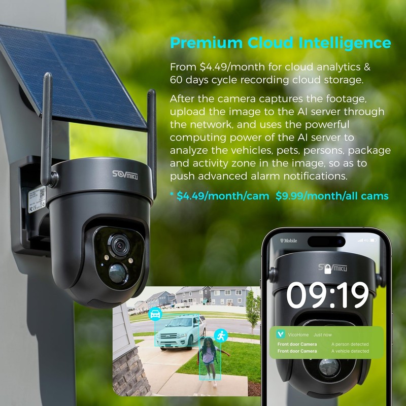 Vicohome 2QB 2K AI Solar Security Camera Wireless Outdoor, Battery Powered Ca... gallery