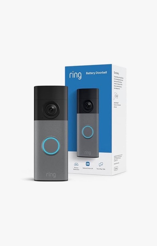 Ring – Battery Doorbell (newest model) Retinal 2K with wide-angle video