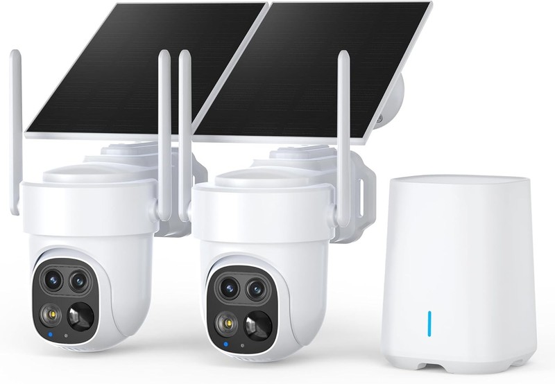 Solar Security Cameras Wireless Outdoor 2-Pack with NVR Dual-Lens 4K (2K+2K) PTZ
