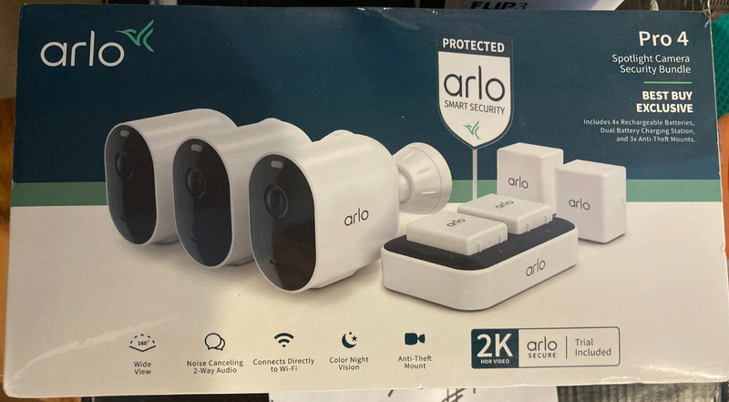 Arlo Pro 4 Spotlight 3 Wireless Cameras Security Indoor Outdoor Night Vision gallery