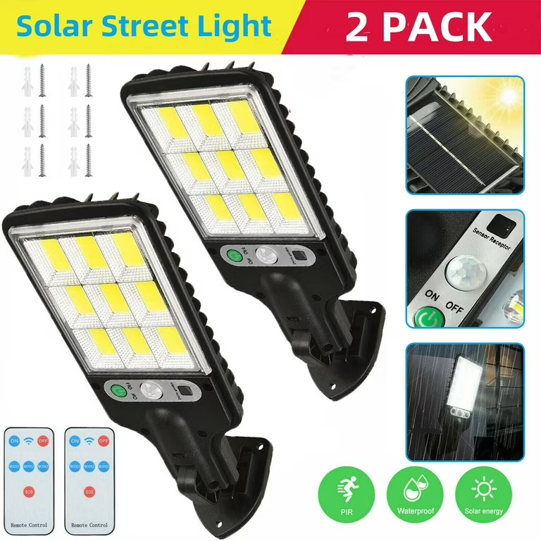 2 Pack Solar Street Lights Outdoor Lamp 3 Modes Waterproof Motion Sensor