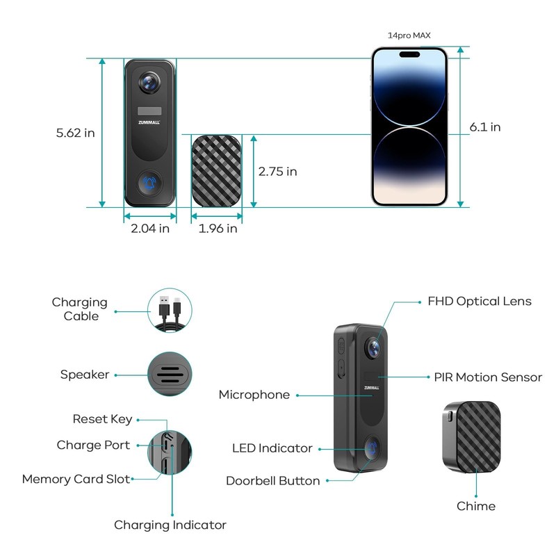 2K Wireless Doorbell Camera No Subscription, Battery Powered gallery