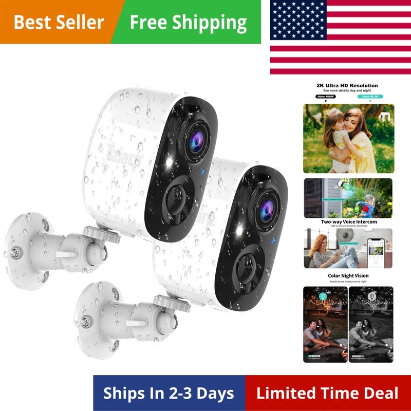 Security Cameras Wireless Outdoor,2K Indoor WiFi Wireless Cameras,Outside Bat…