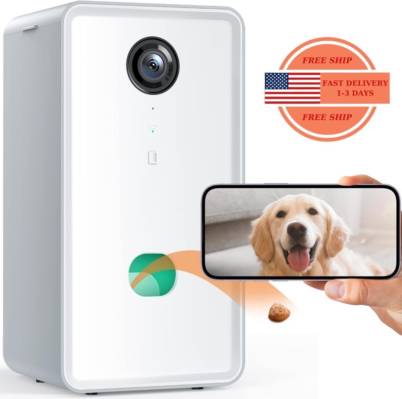 Cámara para perros con dispensador de premios WiFi 2.4G y 5G audio bidireccional