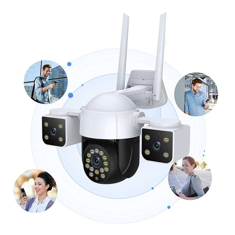 Wireless Security Camera Three Lens 6MP HD 360 Degree Pan Tilt 2 Way Talk Ou US gallery