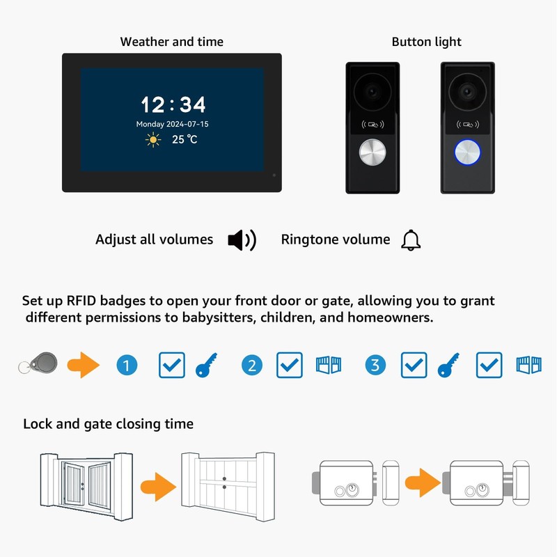 Smart Video doorbell intercom System videophone for Home with 10.1 inch Big T... gallery
